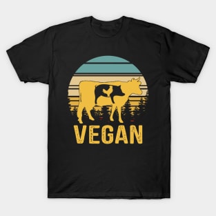 Vegan Retro Vintage Funny Vegetarian Veganism Gift T-Shirt